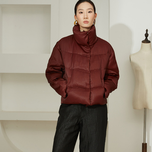 一丝牵90白鹅绒羽绒服香云纱鹅绒服女100%桑蚕丝宽松真丝国风外套