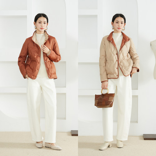 高定 波兰95进口白鹅绒轻薄双面穿鹅绒服休闲宽松羽绒服外套冬