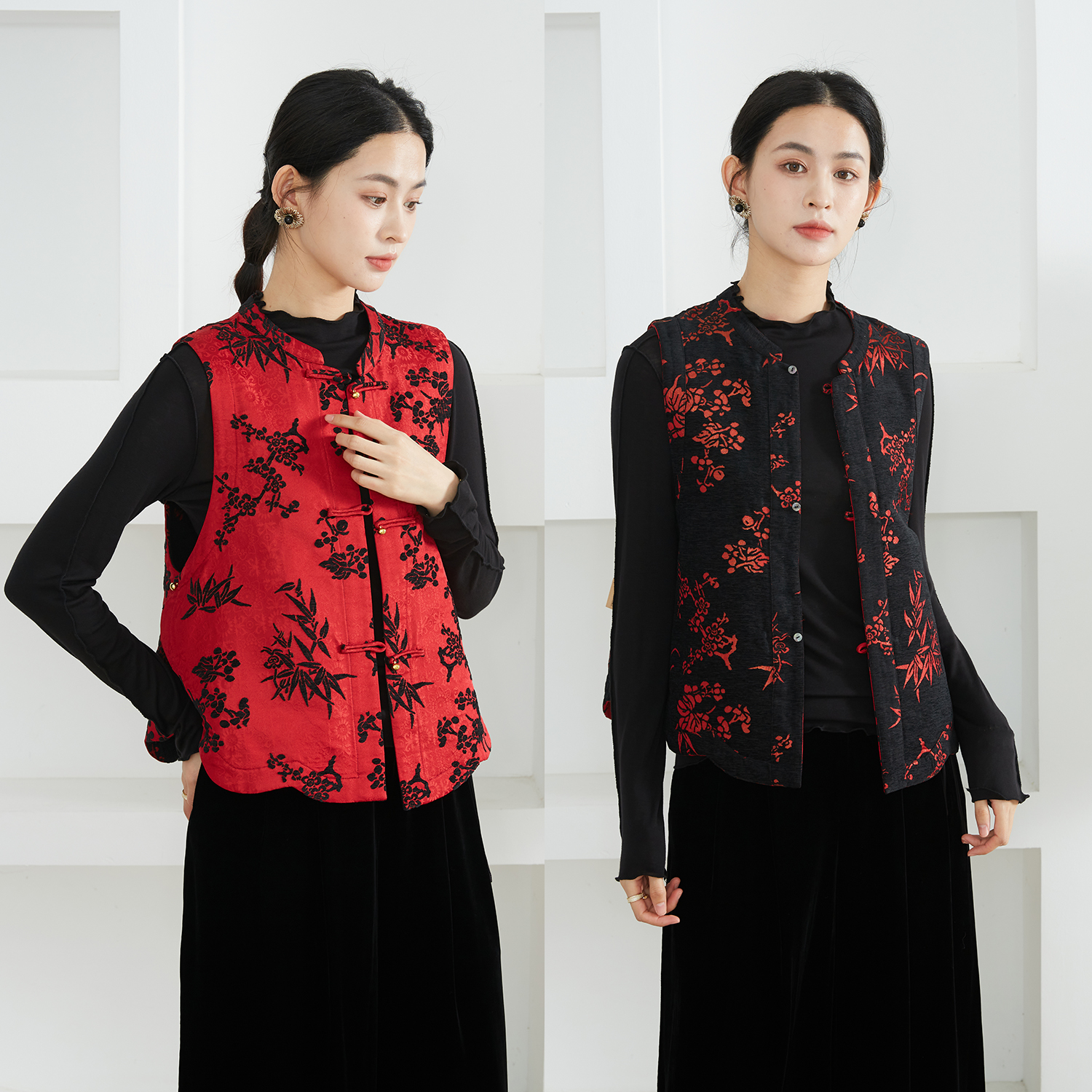 高定奢及非遗漳绒双面穿45姆米桑蚕丝真丝马甲女国风马夹秋2025新