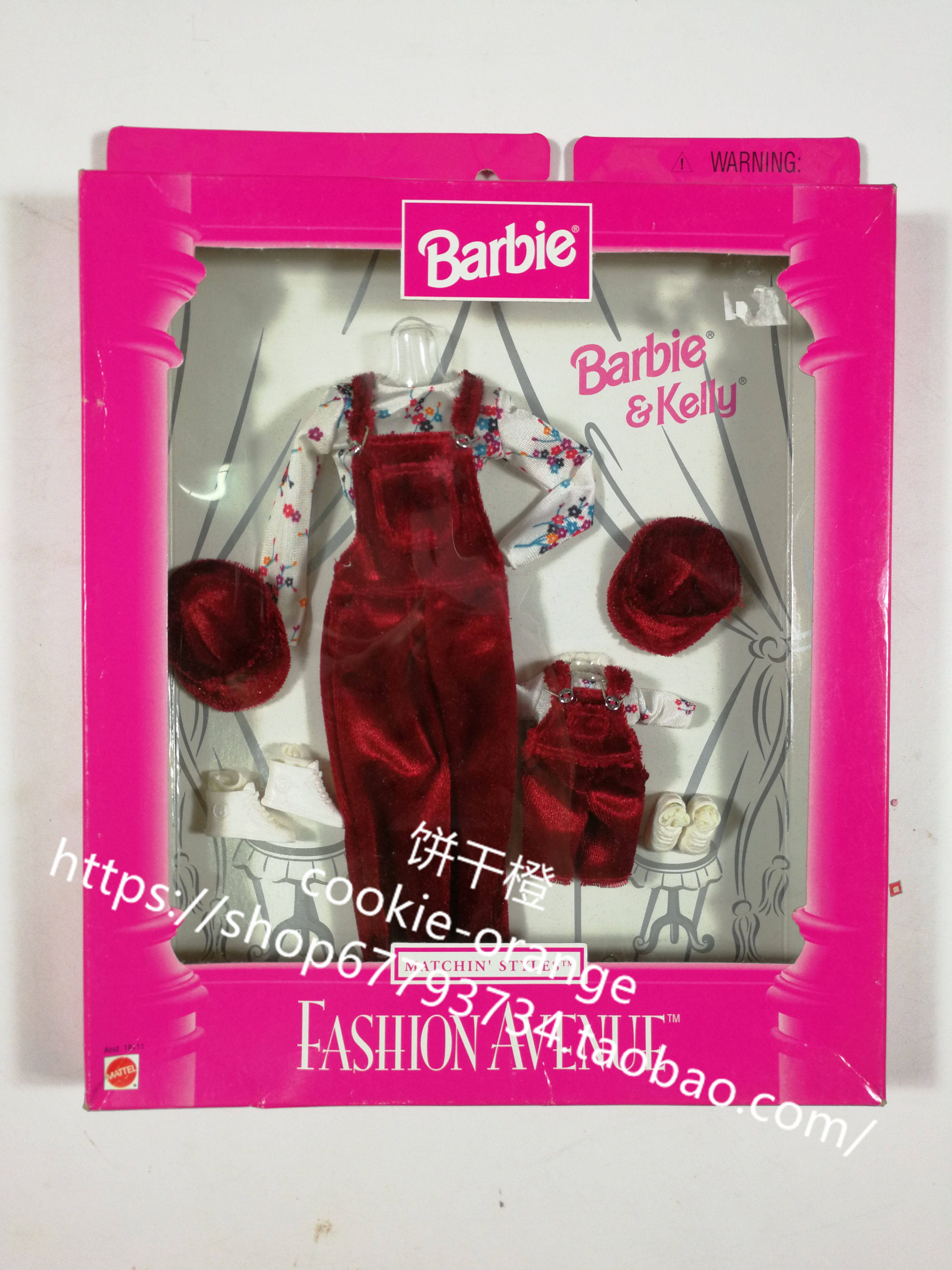 预Barbie Kelly Fashion Avenue Matchin Styles 红色天鹅绒衣服