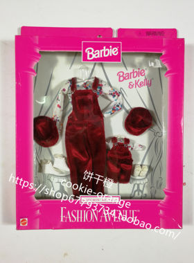 预Barbie Kelly Fashion Avenue Matchin Styles 红色天鹅绒衣服