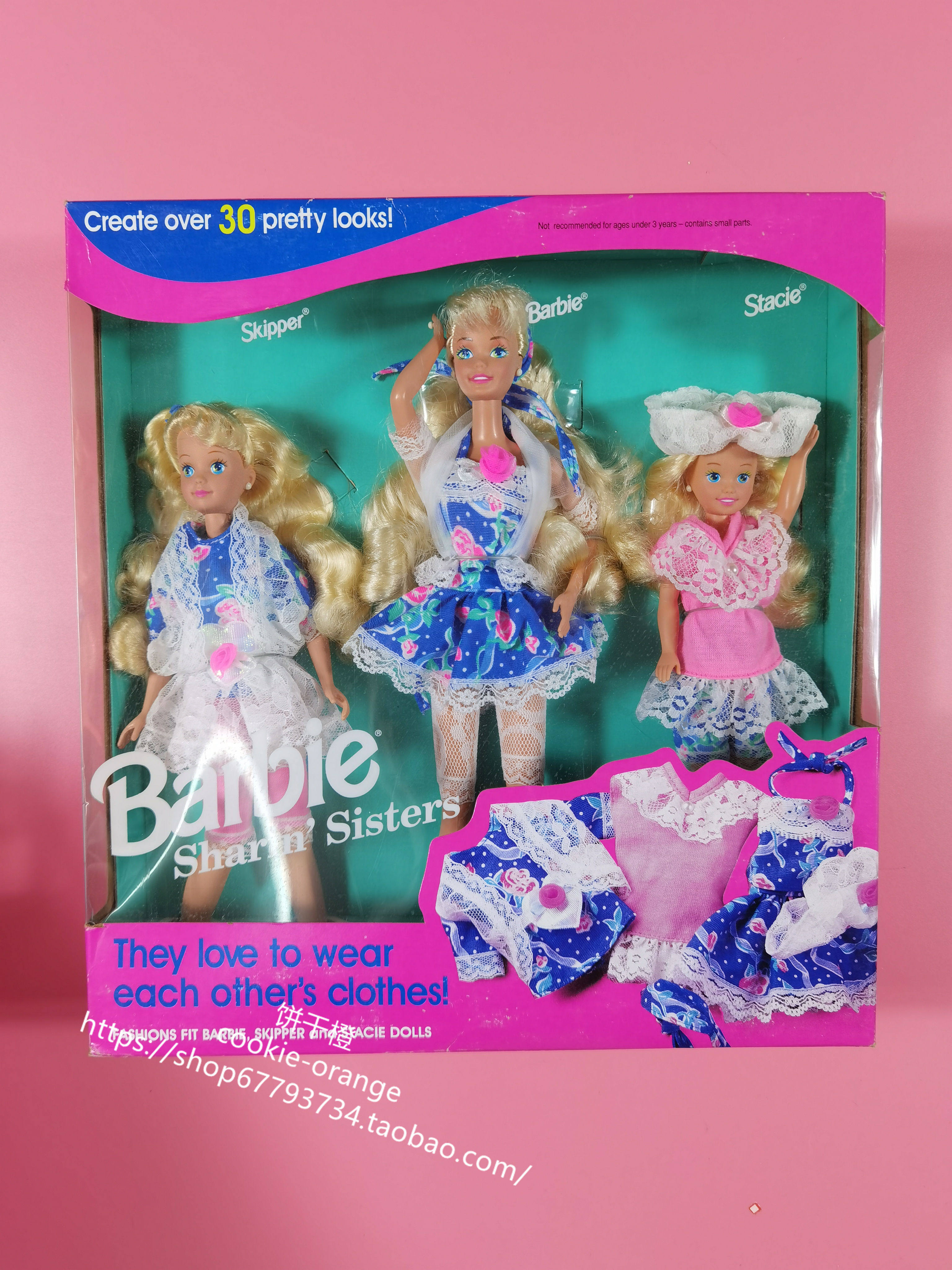 发 barbie sharin sisters 1992 正品绝版沙林姐妹花芭比娃娃