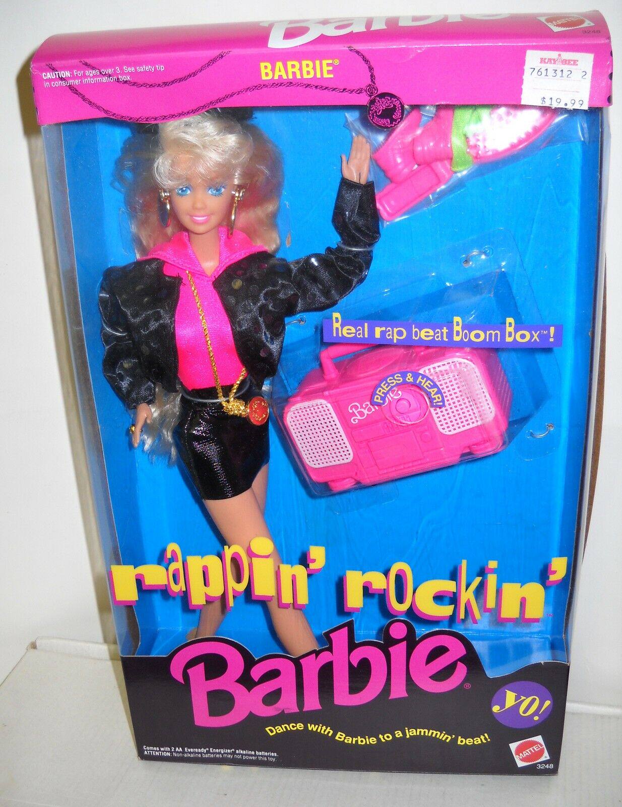发 Barbie Rappin Rockin 1991 正品绝版摇滚音乐芭比娃娃