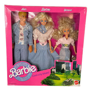 发 Skipper 绝版 芭比肯娃娃礼盒 Ken 正品 Fun Denim Barbie 1989