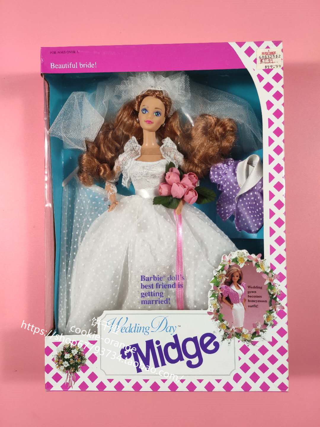 发 Barbie Wedding Day Midge 1990 婚礼新娘芭比娃娃美芝