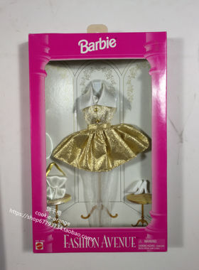 预 Barbie Fashion Avenue 14980 14365 芭比金色礼服裙配件
