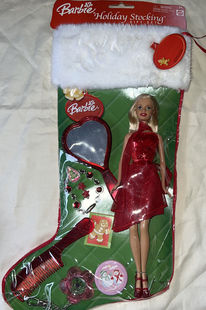 发 Barbie Holiday Stocking Gift Set 2004 圣诞袜礼物芭比娃娃