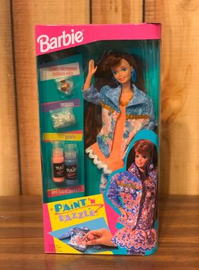 预 Barbie Paint n Dazzle Redhead 1993 彩绘芭比娃娃 蓝色