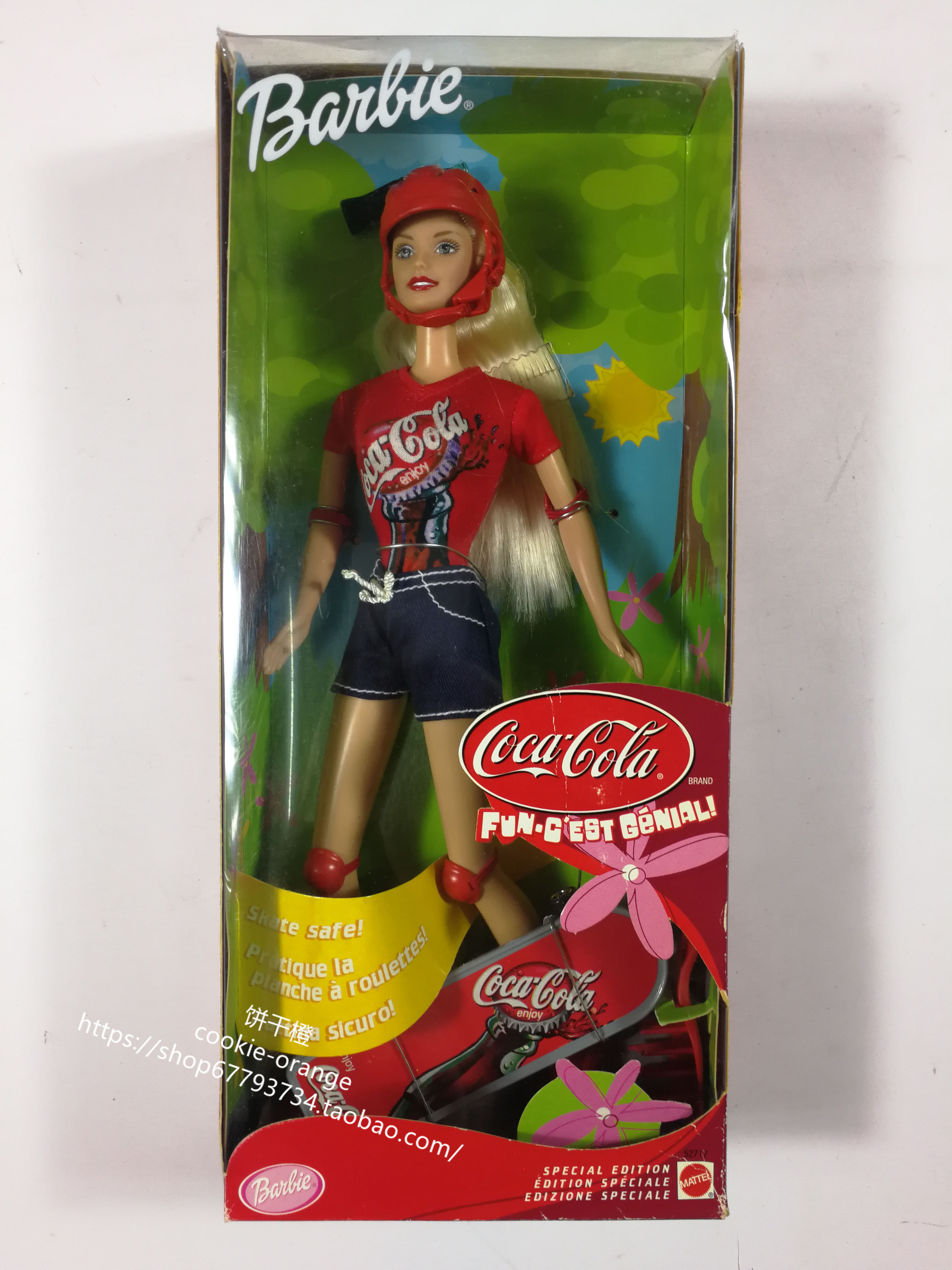 预 Barbie Coca Cola Fun Skateboard 2001 可口可乐芭比娃娃