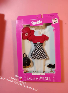 预 Barbie Fashion Avenue 18126 18133芭比娃娃衣服配件格子裙子