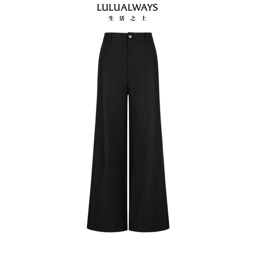 LULUALWAYS我爱露露26春季新款简约时尚舒适显瘦黑色休闲裤