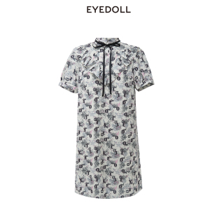 宽松飘带直筒裙短款 时时尚 连衣裙 新款 EYEDOLL夏季