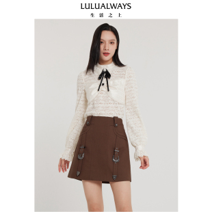优雅气质收腰蕾丝提花衬衫 LULUALWAYS我爱露露新款 法式