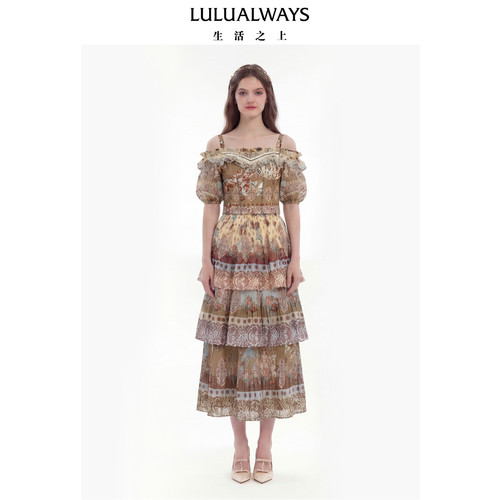 LULUALWAYS【商场同款】26夏新【凡尔赛玫瑰】蛋糕裙欧根纱半身裙