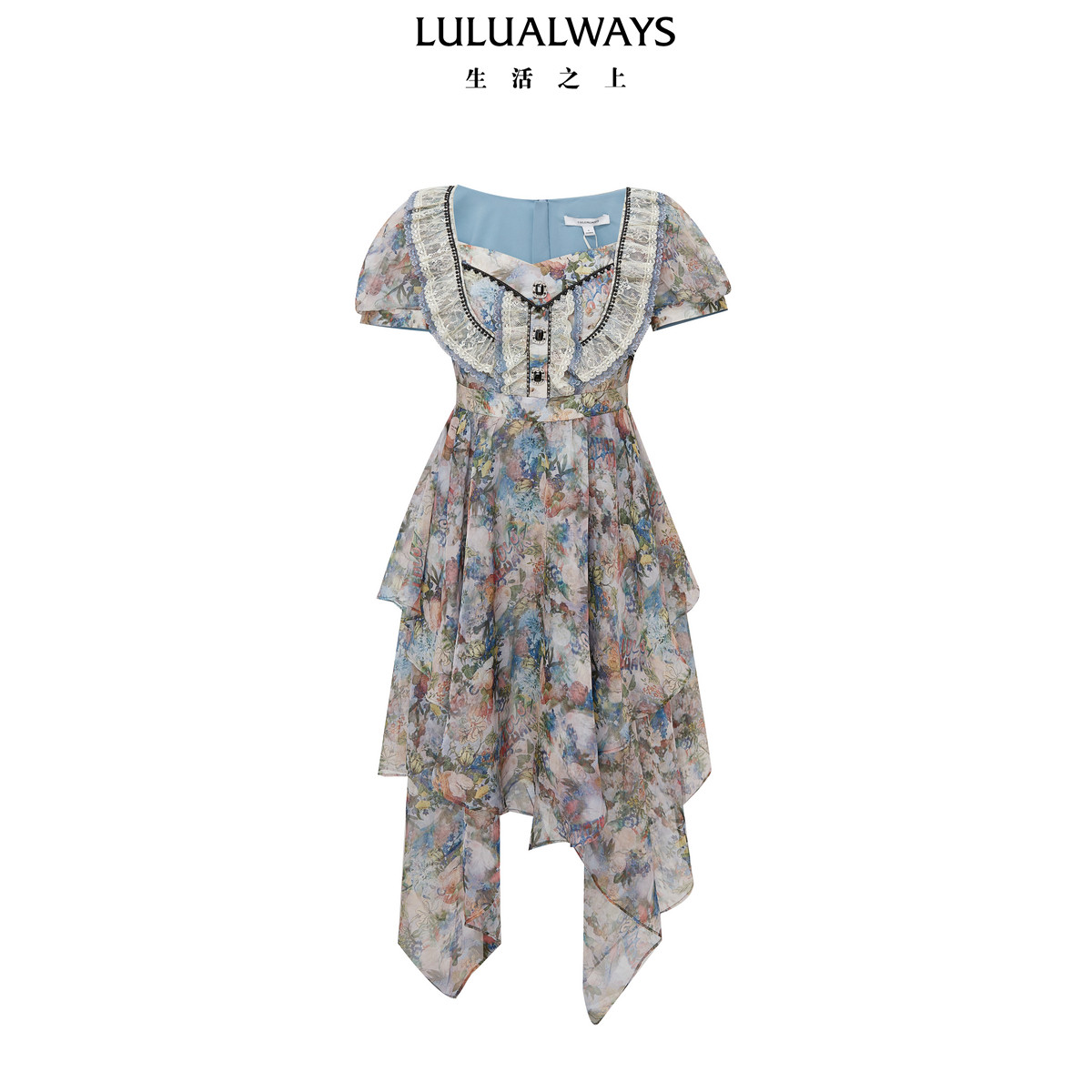 LULUALWAYS【商场同款】秋季新款不规则裙摆仙女裙长款连衣裙