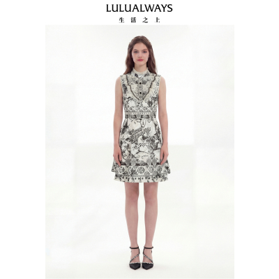 LULUALWAYS【商场同款】26夏季新款财阀名媛气质收腰无袖连衣裙