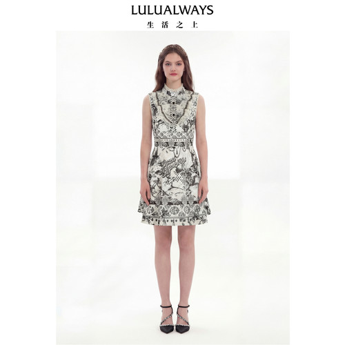 LULUALWAYS【商场同款】26夏新【凡尔赛玫瑰】收腰无袖连衣裙女