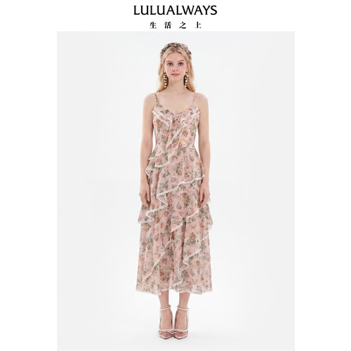 LULUALWAYS我爱露露【刘些宁同款】26夏季新款甜美浪漫吊带连衣裙