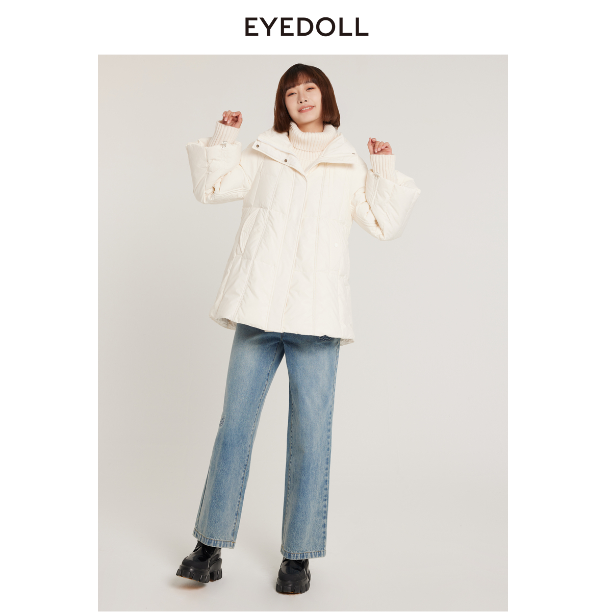 泡芙中长款羽绒服时尚