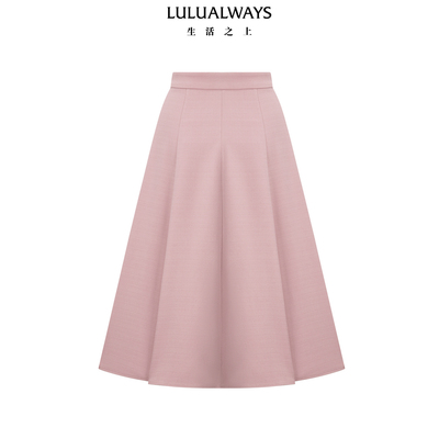 LULUALWAYS【商场同款】25冬季优雅甜美俏皮粉色伞裙长半身裙