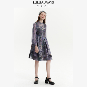 我爱露露LULUALWAYS秋季复古甜美显瘦通勤中长款连衣裙
