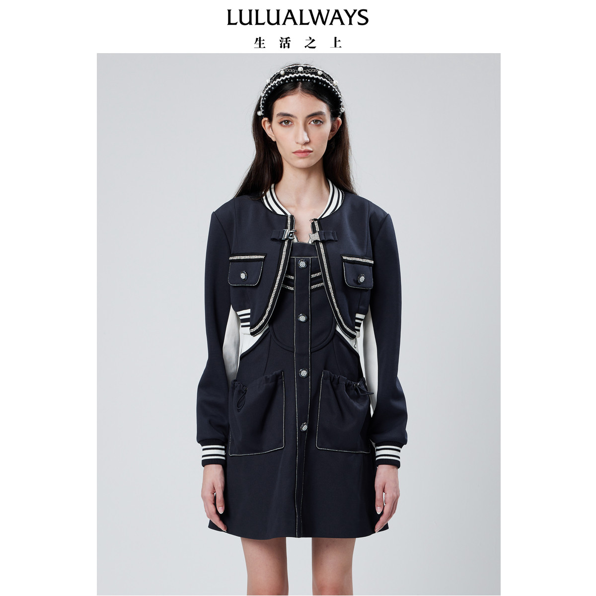 LULUALWAYS我爱露露秋季新款时尚撞色运动外搭式外套上衣
