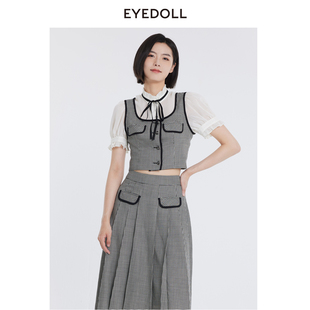 EYEDOLL夏季 新款 复古甜美淑女优雅设计感时尚 衬衫