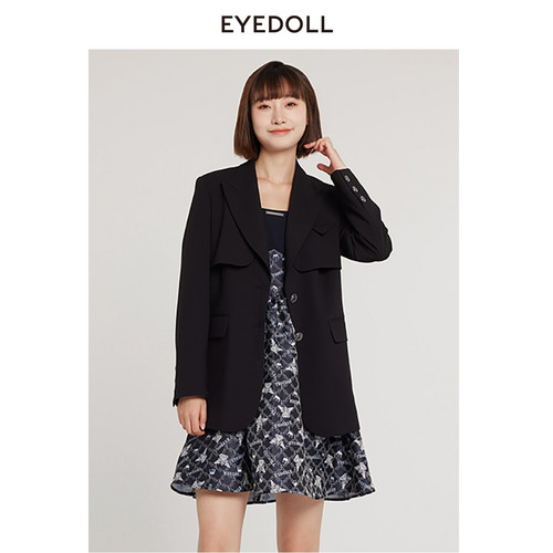 EYEDOLL新款气质提花小香风短款吊带连衣裙