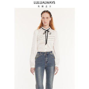 百搭优雅通勤飘带蝴蝶结衬衫 LULUALWAYS 新款 商场同款 女 秋季