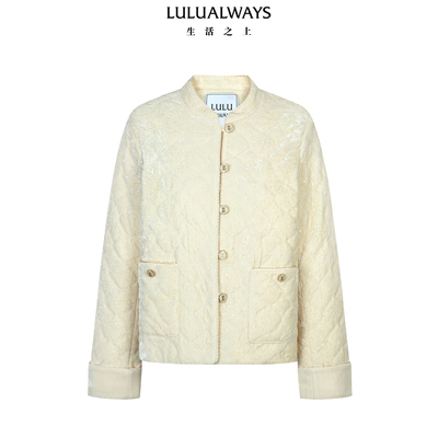 LULUALWAYS我爱露露26春季新款优雅时尚立领绒面菱格轻薄羽绒服女