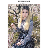 LULUALWAYS 连衣裙 饰短款 商场同款 优雅印花腰带装