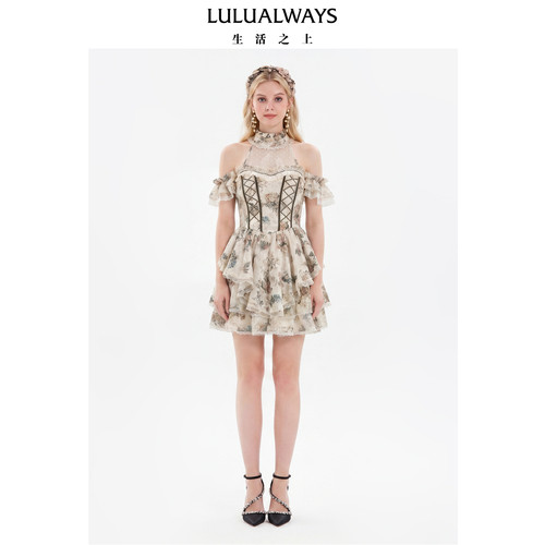 LULUALWAYS【商场同款】26夏季新款罗马假日法式复古宫廷风连衣裙