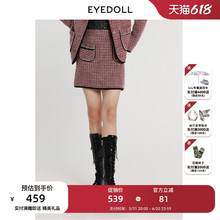 商场同款 EYEDOLL 气质时髦新年红格纹小香风A字短裙 新款