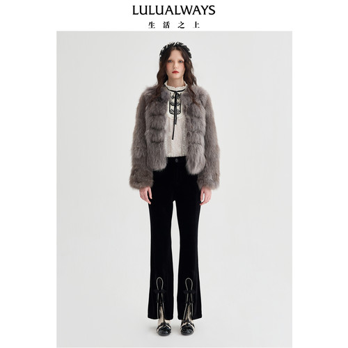 LULUALWAYS【商场同款】轻奢狐狸毛鹅绒内胆皮草外套女
