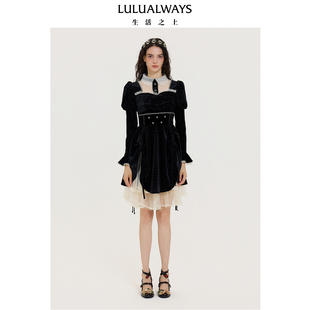 LULUALWAYS【商场同款】25秋季新款【丝绒星语】法式宫廷风连衣裙