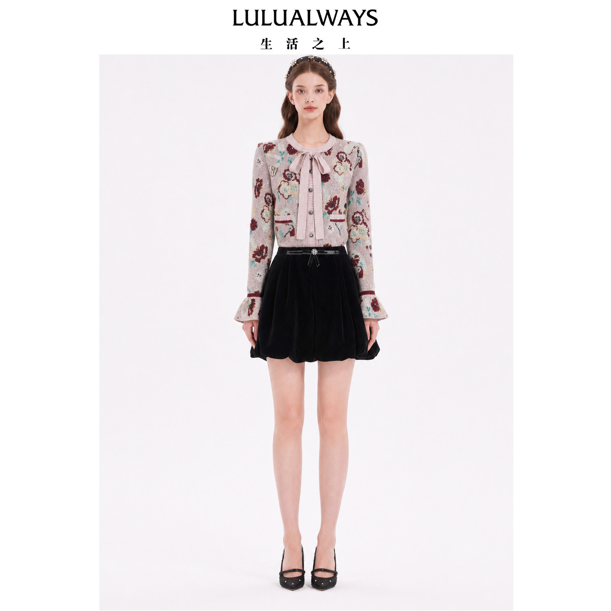 LULUALWAYS【商场同款】26秋季新款温柔甜美氛围感直筒针织外套女