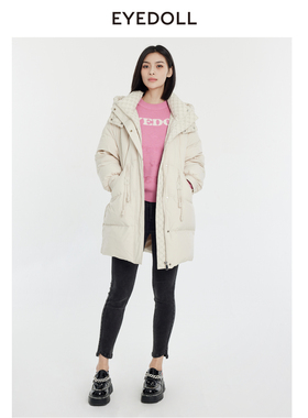 EYEDOLL时尚宽松保暖女中长款泡芙羽绒服