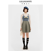商场同款 格子拼接短款 春季 时尚 吊带连衣裙女 新款 LULUALWAYS