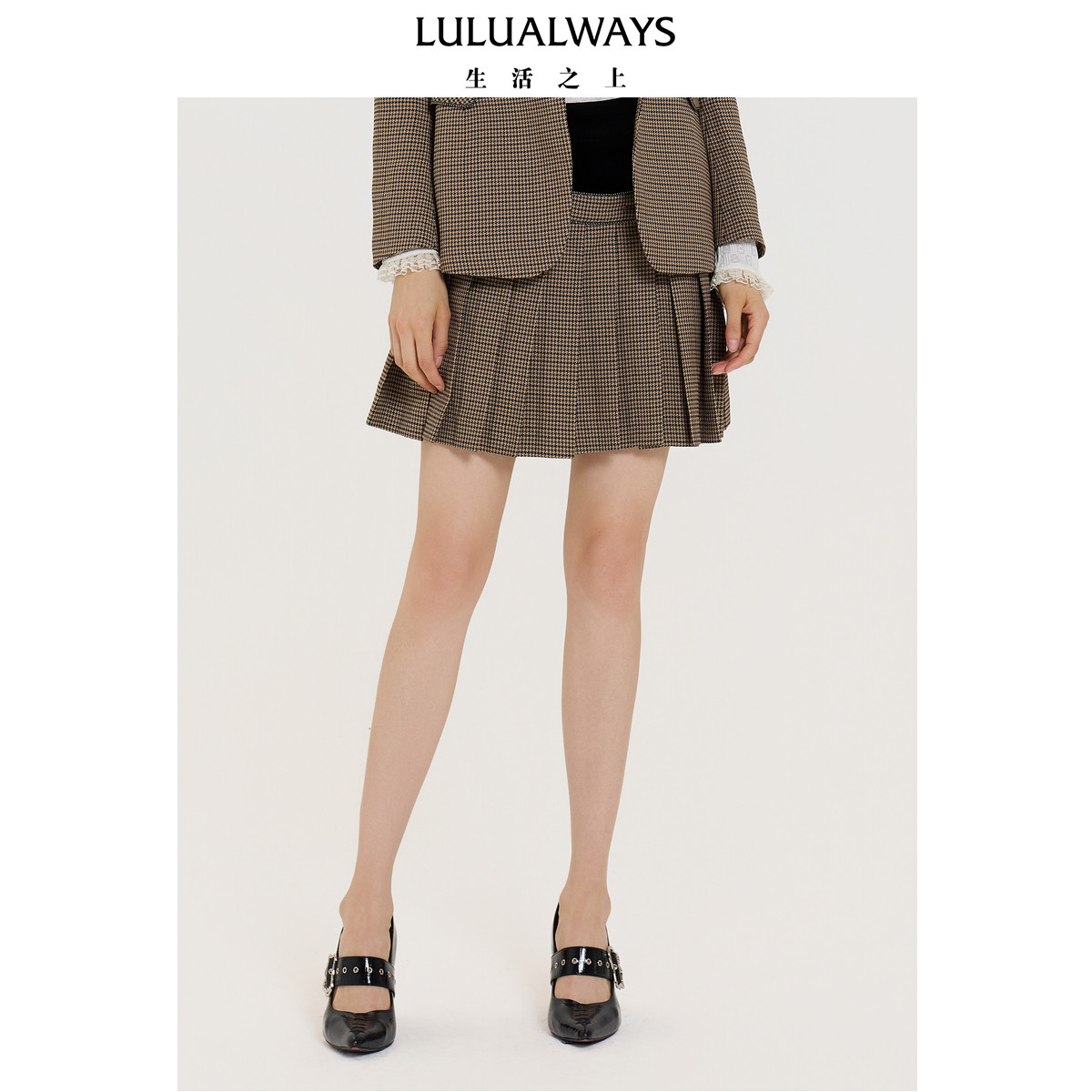 LULUALWAYS【商场同款】秋季新款复古时尚裙裤假两件俏皮女短裤