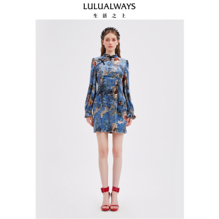 新中式 蓝锦逸梦曲 优雅风连衣裙 新款 LULUALWAYS我爱露露25秋季