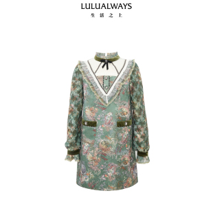 金丝提花连衣裙女 复古宽松直筒短款 LULUALWAYS我爱露露冬季 新款
