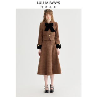 新款 冬季 优雅通勤小香风丝绒蝴蝶结短外套 商场同款 LULUALWAYS