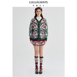 复古宽松休闲慵懒V领针织开衫 LULUALWAYS 新款 冬季 商场同款