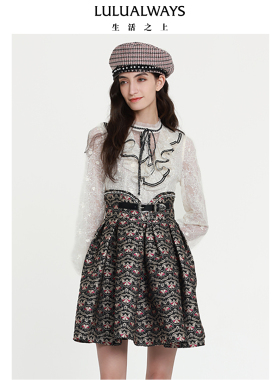 LULUALWAYS我爱露露新款优雅网纱拼接气质女神范连衣裙