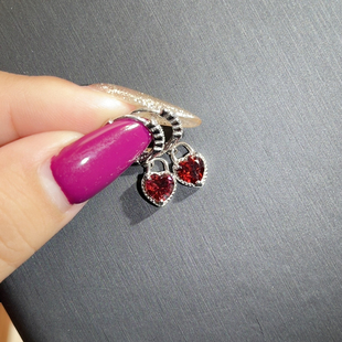 石榴石大颗粒爱心耳扣