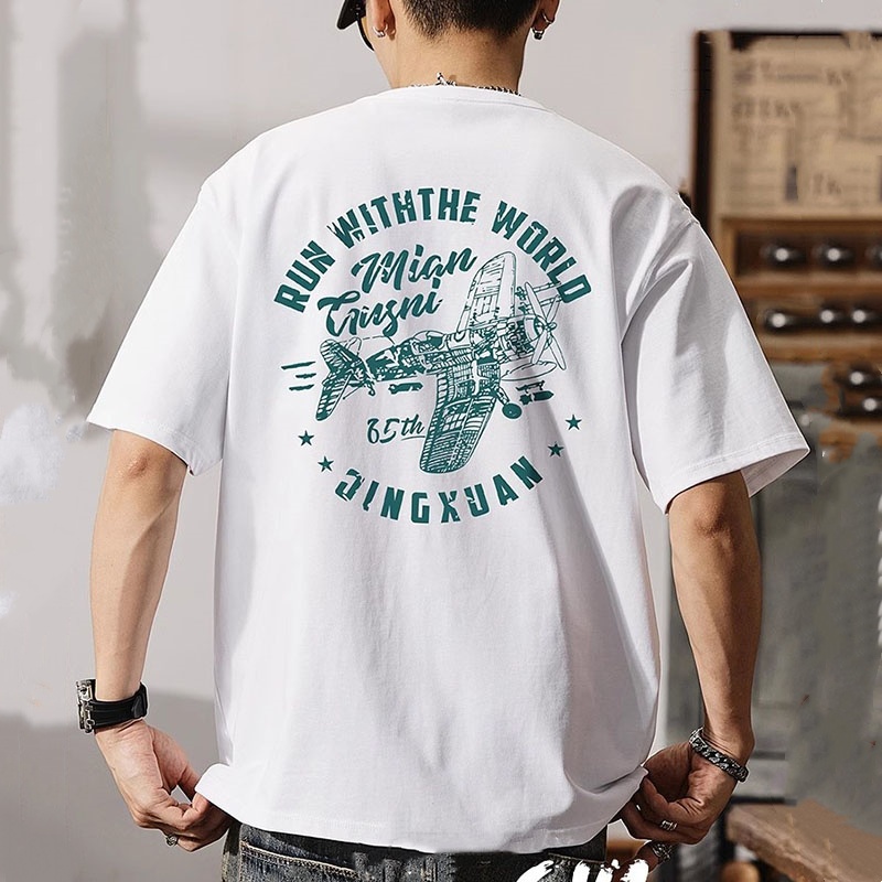 短袖美式青少年230G精梳棉T恤