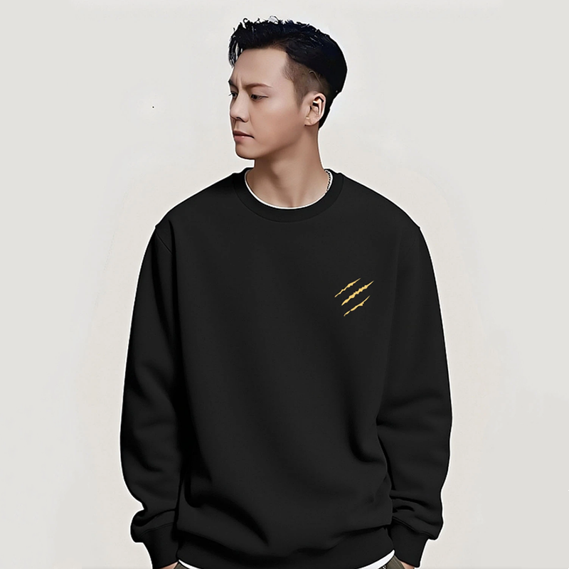 美式复古圆领卫衣男士刺绣春秋季