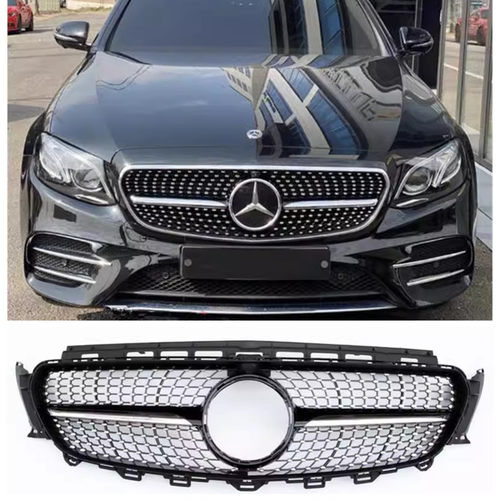 适用于奔驰新E级W213W238 E200E260E300L改装满天星钻石中网前脸