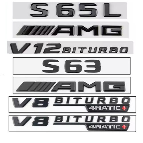 奔驰S级改装AMG车标标志S400L S450L S63 S65L V8biturbo尾标黑标