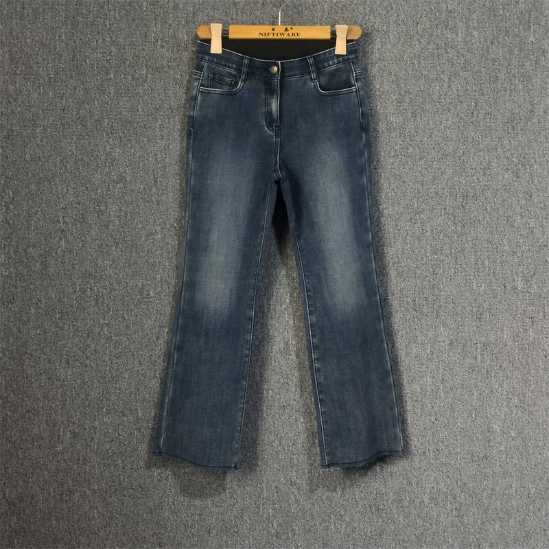 冬季加绒加厚牛仔裤九分靴裤棉裤